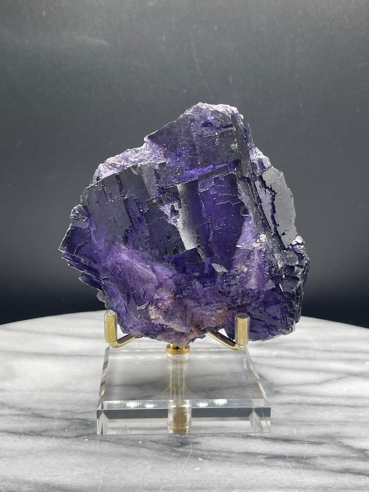 Deep Purple Stepped Fluorite Cluster