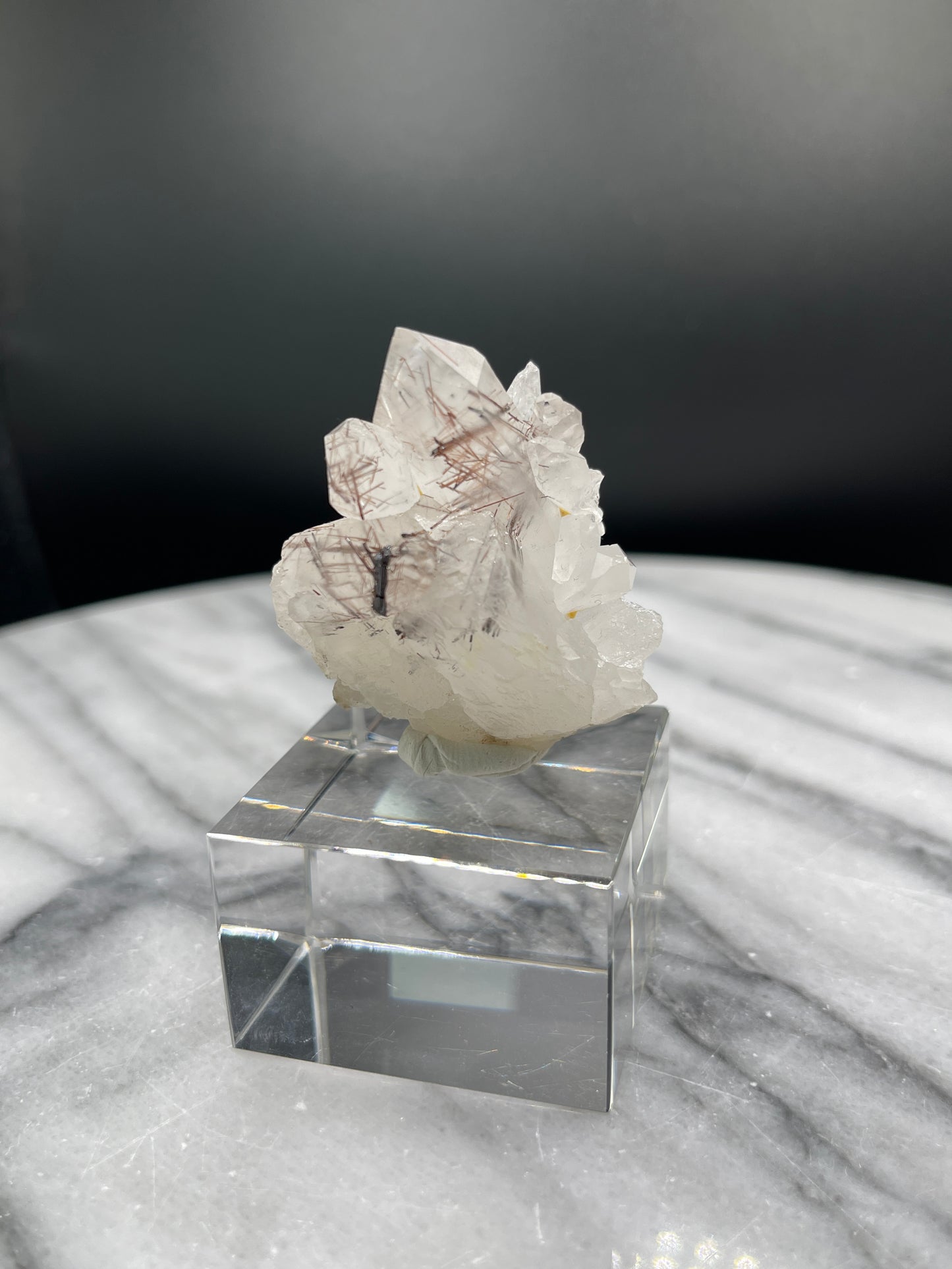 Rutile In Clear Quartz Cluster