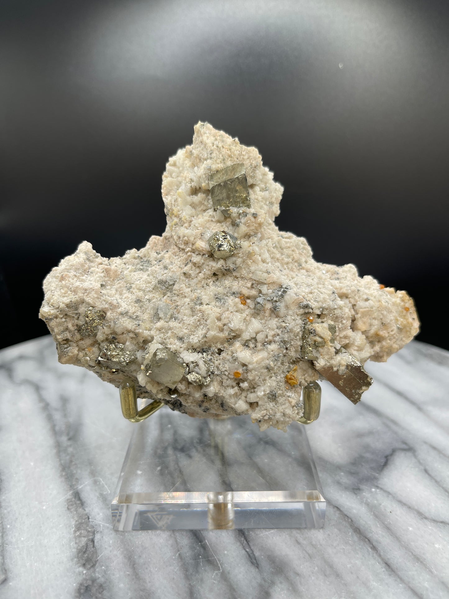 Pyrite and Spessartine Garnet Cluster