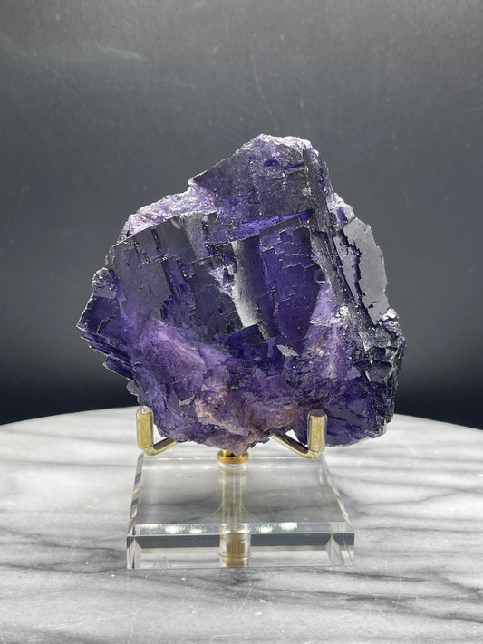 Deep Purple Stepped Fluorite Cluster
