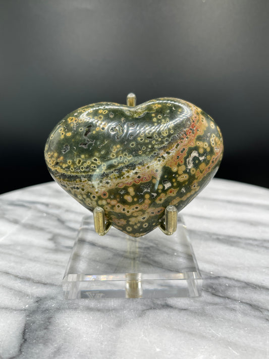 XXL Ocean Jasper Puffy Heart