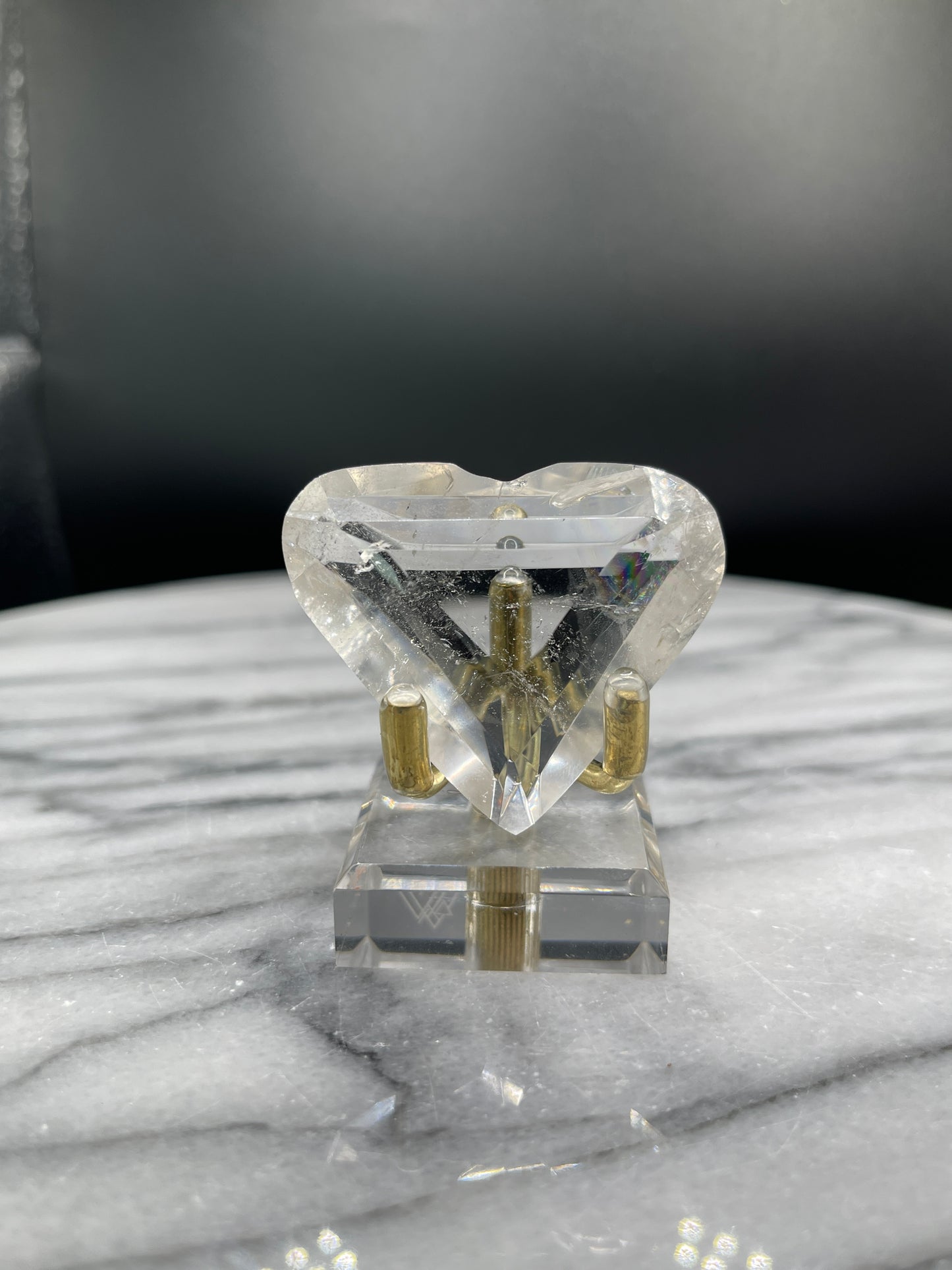 Polished and Faceted Clear Quartz Heart