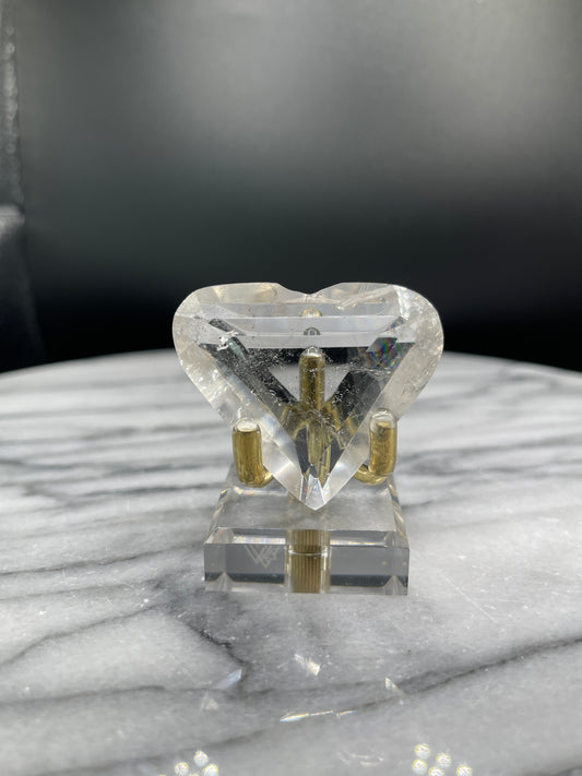 Polished and Faceted Clear Quartz Heart