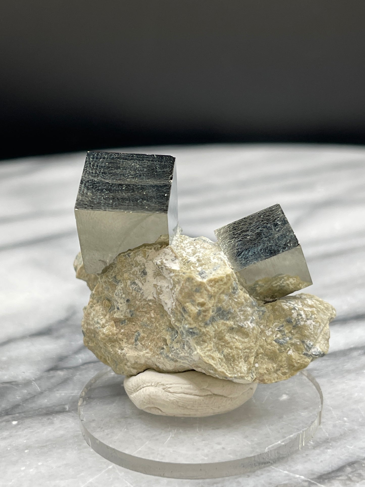 Pyrite Cubes on Matrix