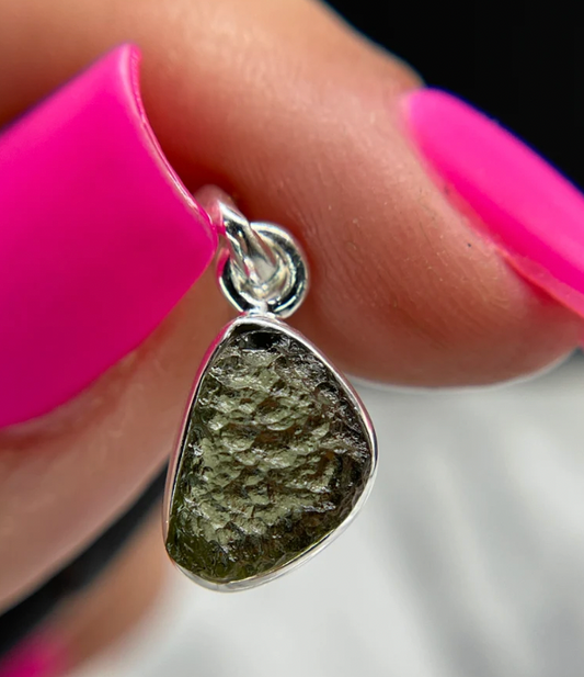 Genuine Moldavite Pendant With Sterling Silver Necklace